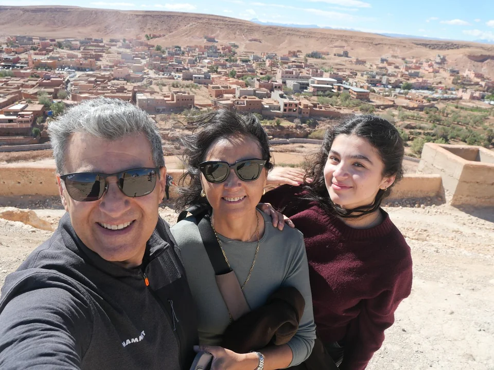 Travelers at a southern Morocco viewpoint during a seven-day desert and imperial tour