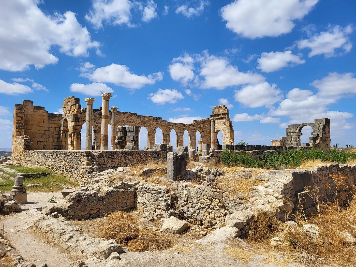 Roman ruins at Volubilis during a day trip from Fes