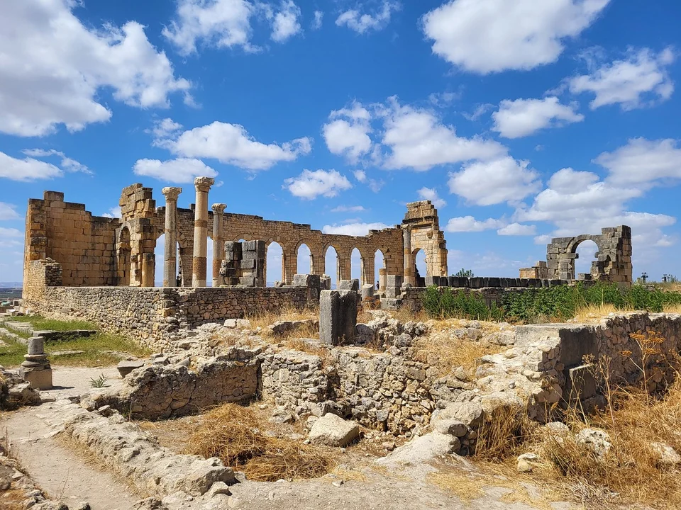 Roman ruins at Volubilis during a day trip from Fes