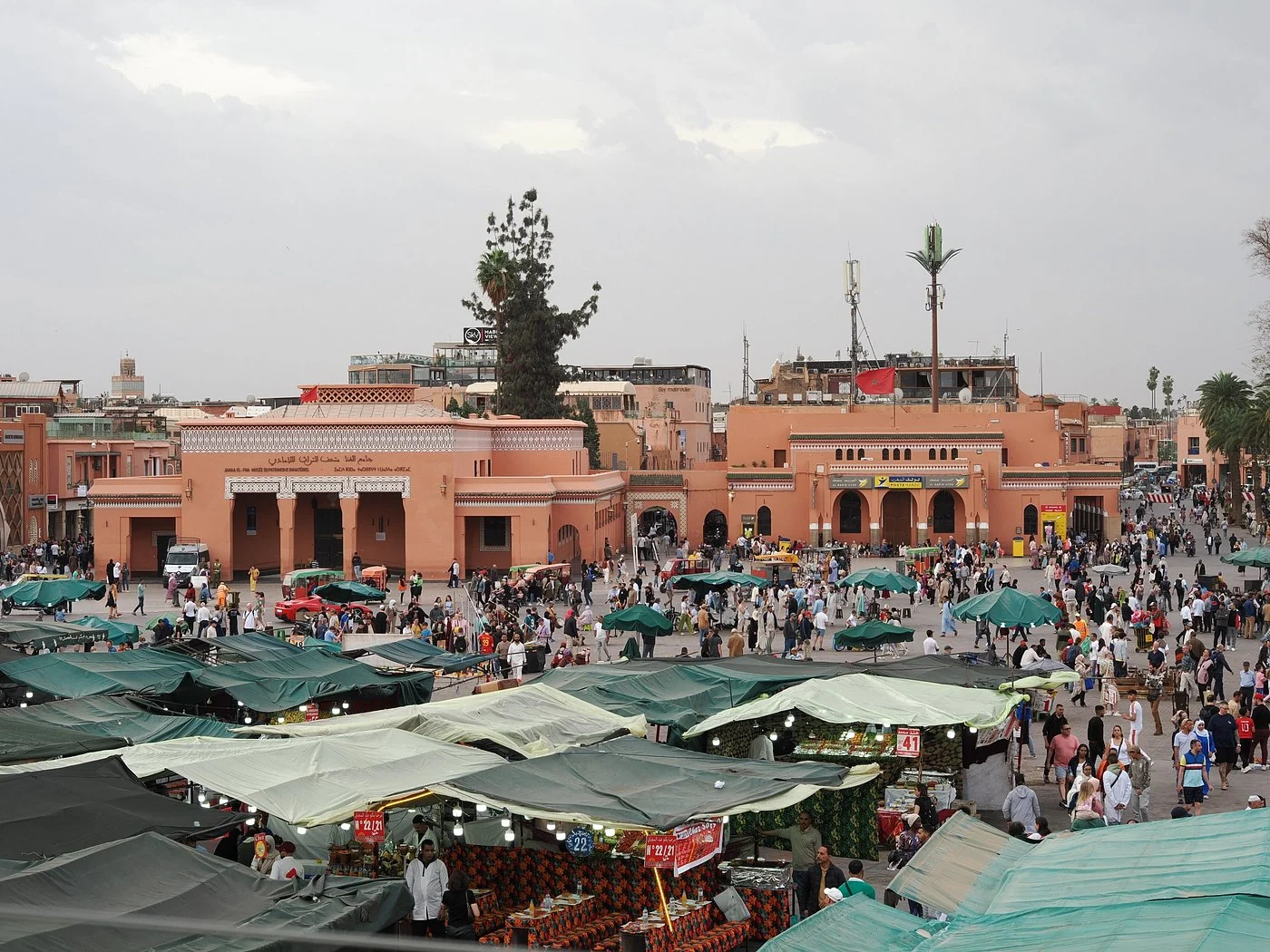 Jemaa el-Fna square in Marrakech during a five-day Tangier to Marrakech tour